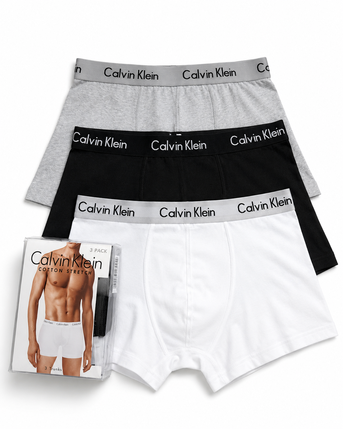 Calvin Klein Cotton Stretch Boxer Trunks 3-Pack New