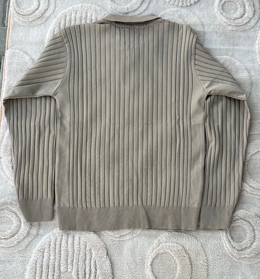 Zara Taupe Ribbed Knit Quarter-Zip Polo Sweater | Beige Jumper