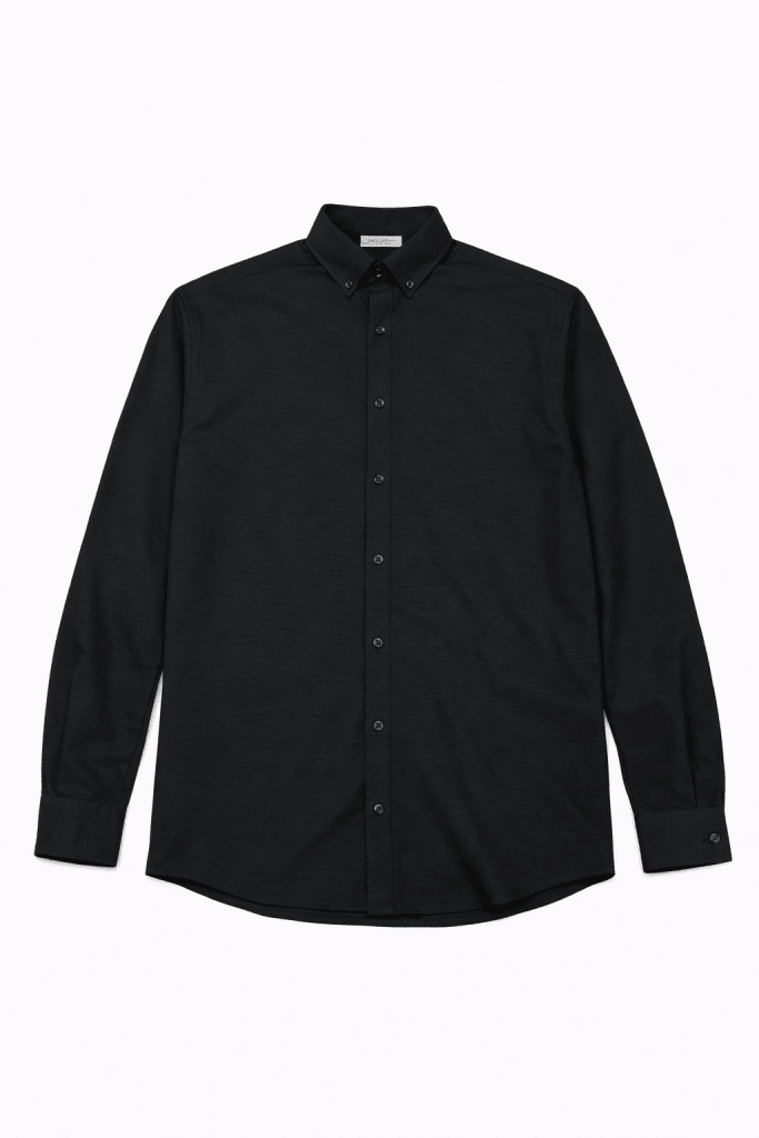 Essentials Classic Black Button-Up Shirt – Slim Fit Long Sleeve Smart Casual Shirt - Darkdxb