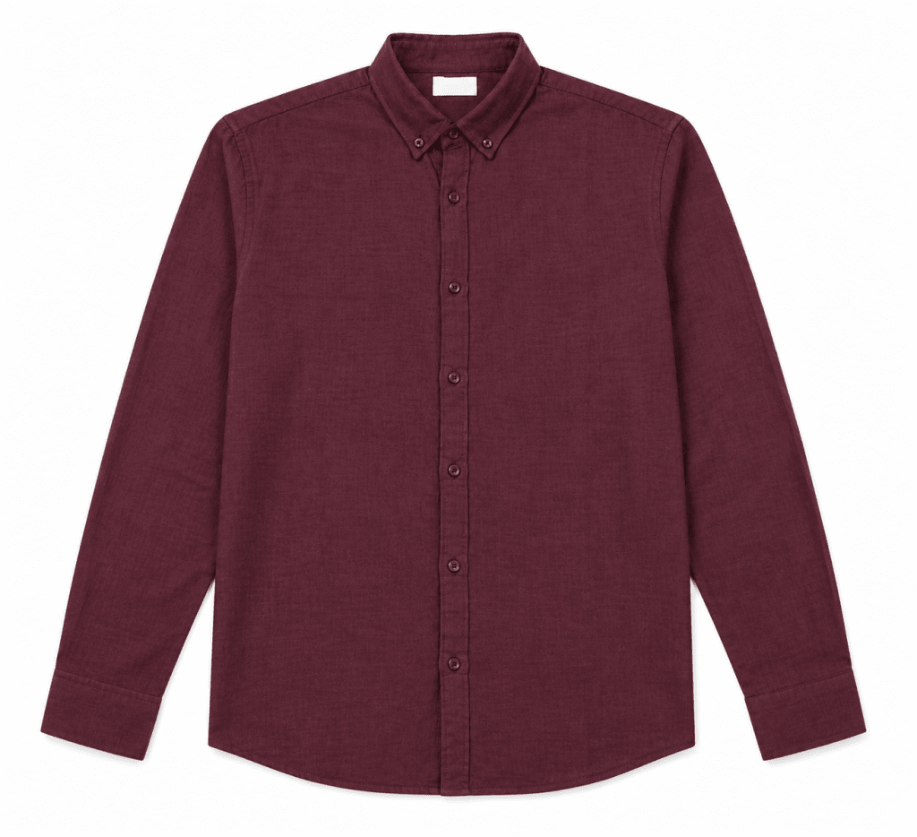 Essentials Maroon Long Sleeve Button-Up Shirt - Darkdxb