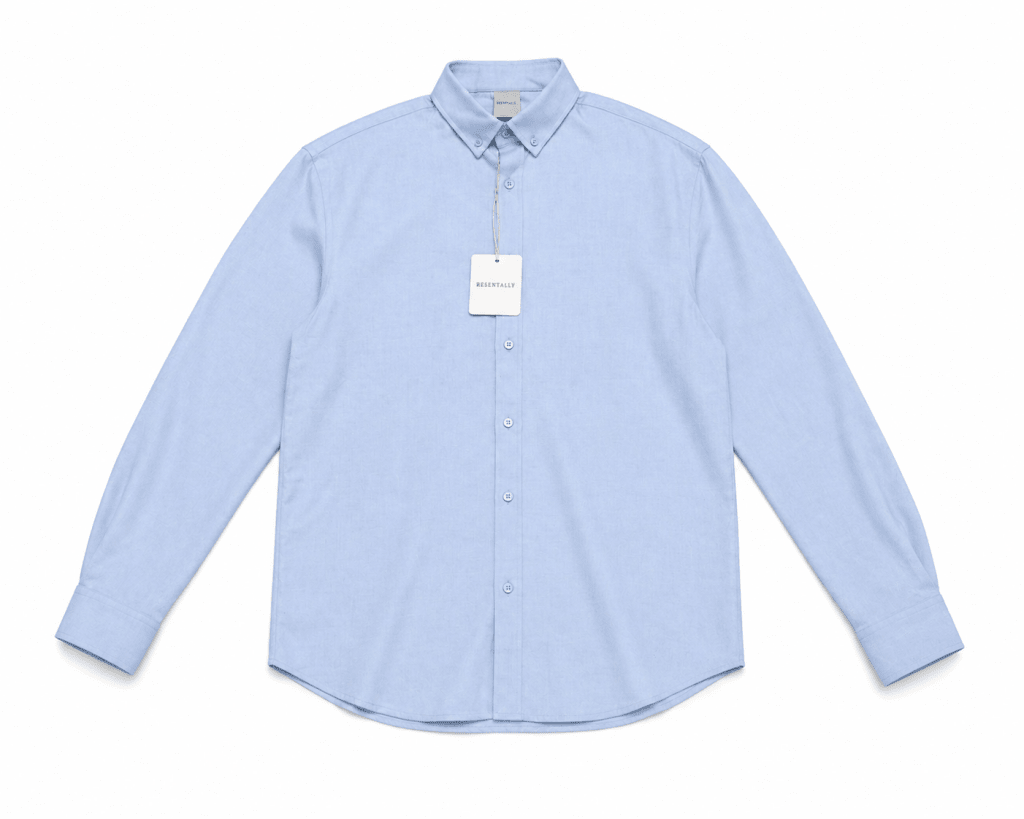 Essentials Men’s Light Blue Classic Button-Down Shirt – Clean Minimal Style - Darkdxb