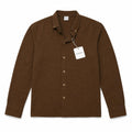 Essentials Men's Long-Sleeve Linen Shirt in Earthy Brown - Darkdxb