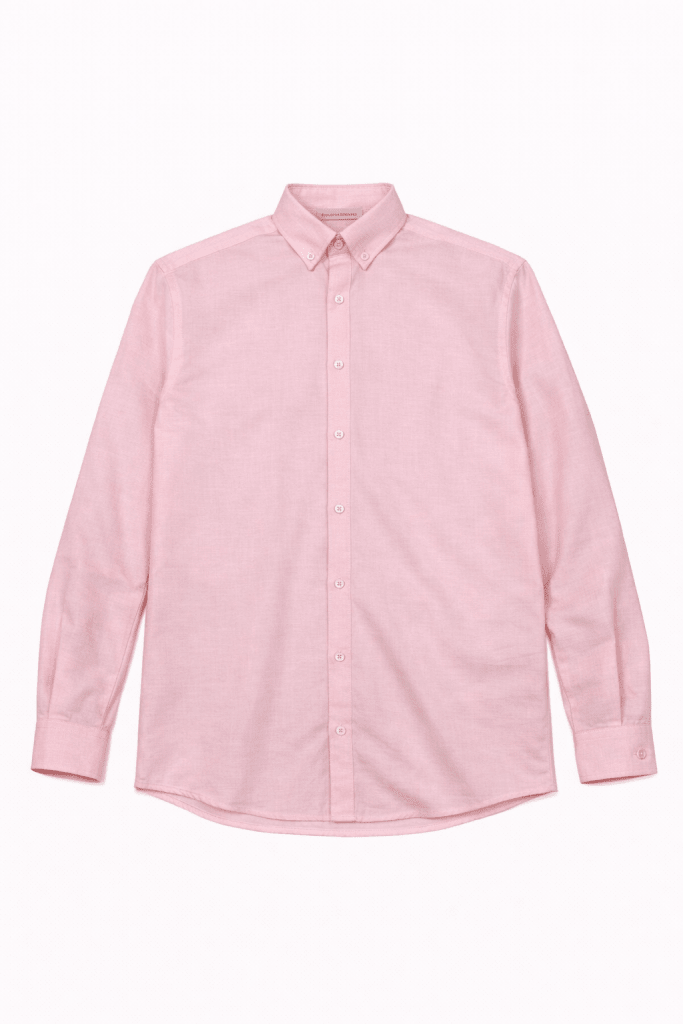 Essentials Pastel Pink Button-Up Shirt – Slim Fit Long Sleeve Casual Shirt - Darkdxb