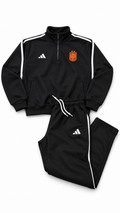 Spain Black Adidas Straight-Leg Sweatpants with White Details