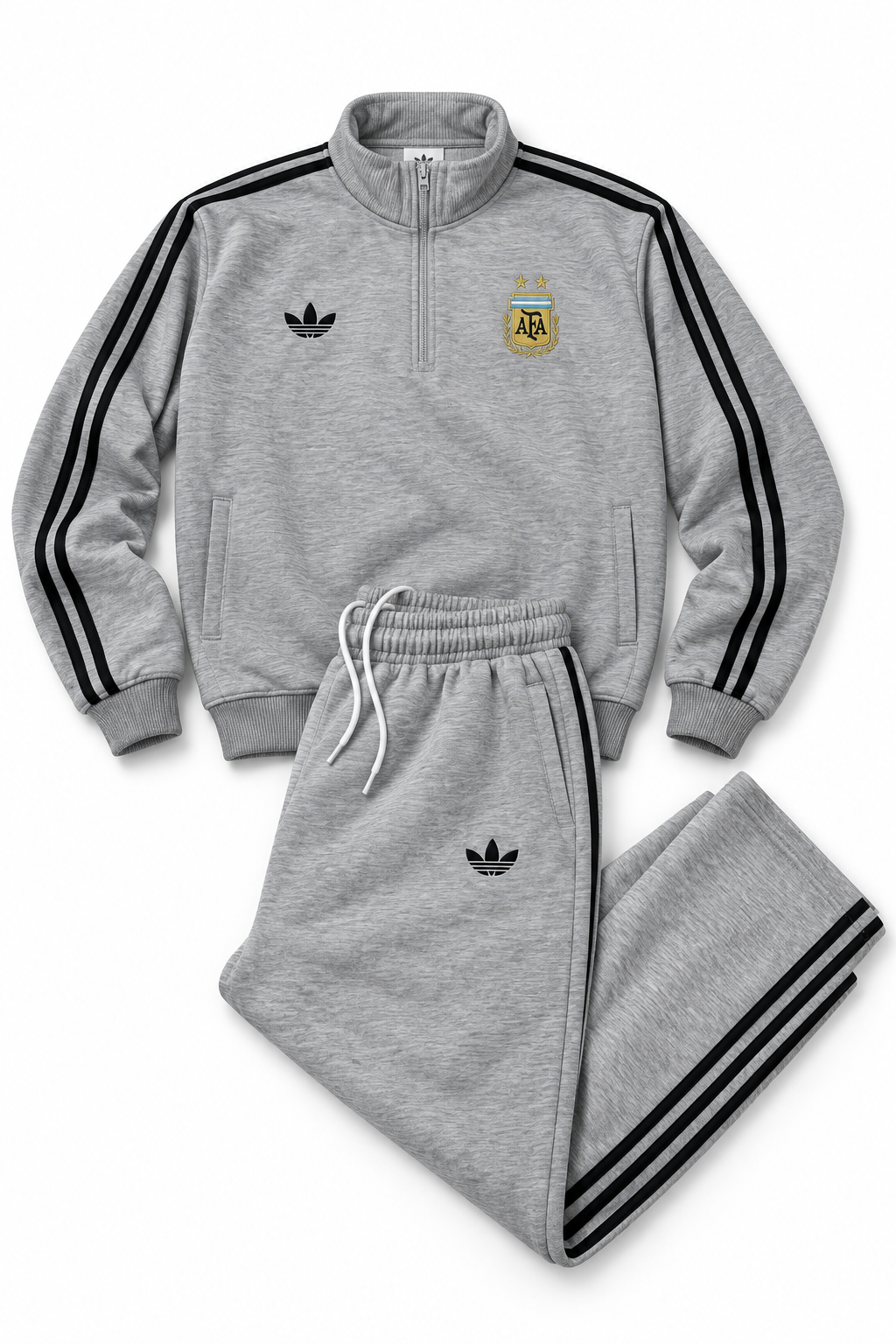 argentina Heather Grey Adidas Trefoil Straight-Leg Sweatpants
