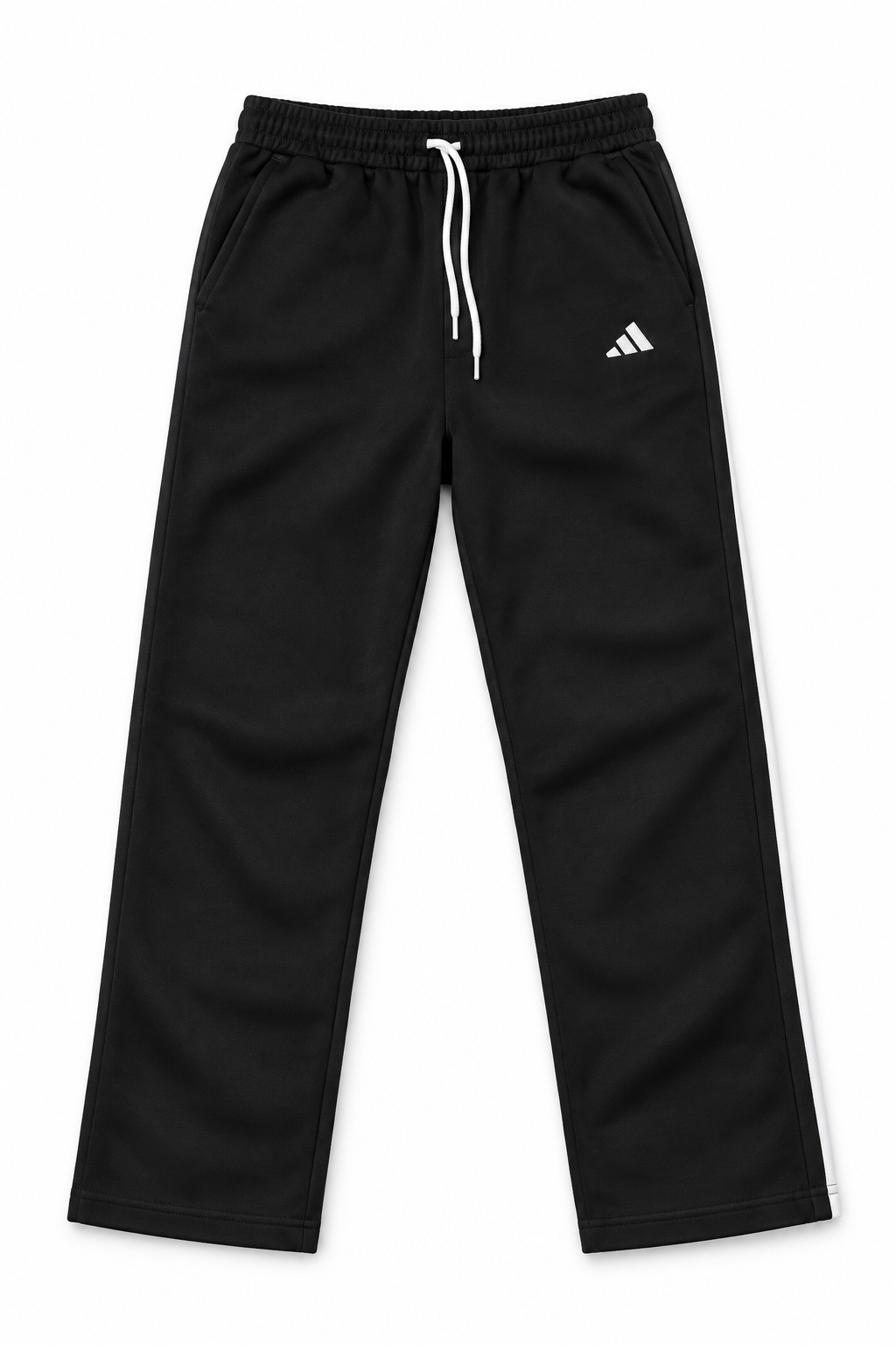 Spain Black Adidas Straight-Leg Sweatpants with White Details