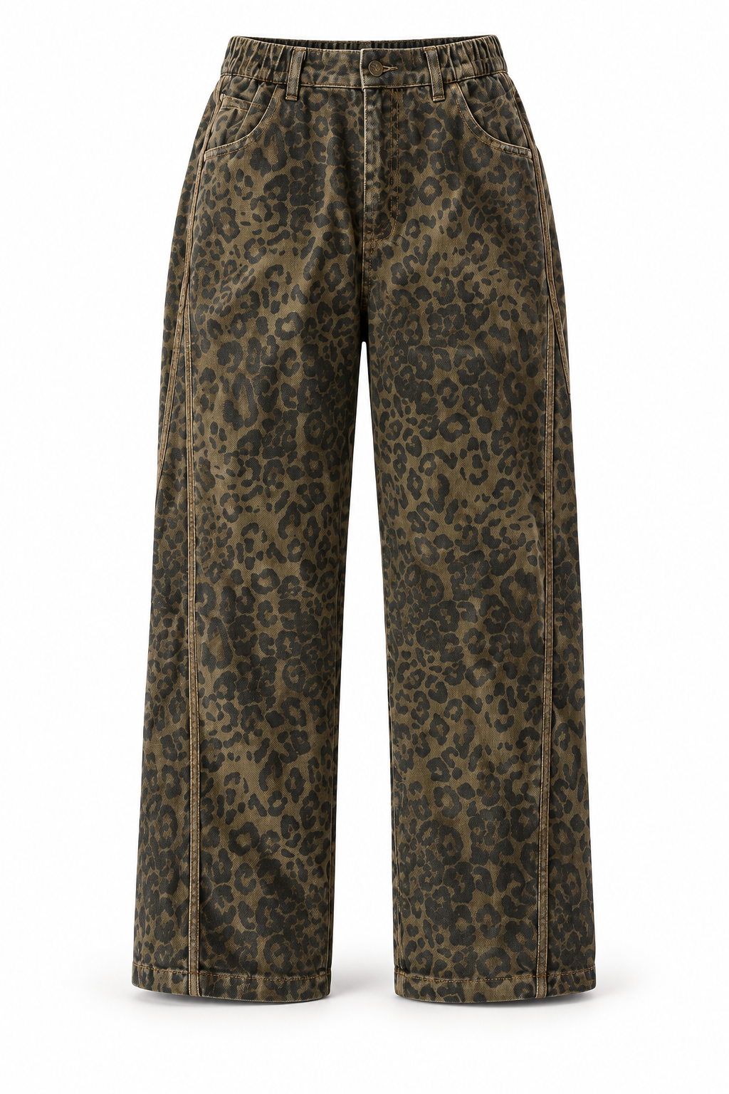 Leopard Print Straight-Leg Pants