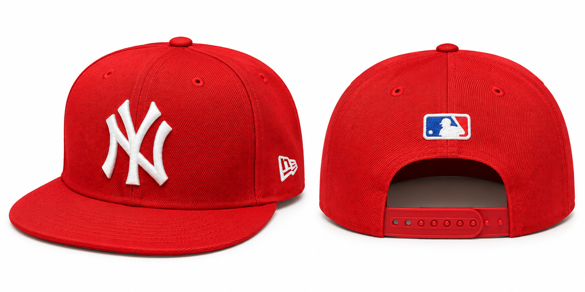 Red NY Embroidered Fitted Cap