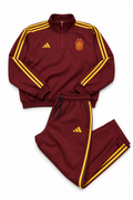 Spain Burgundy Adidas Straight-Leg Sweatpants with Yellow Details