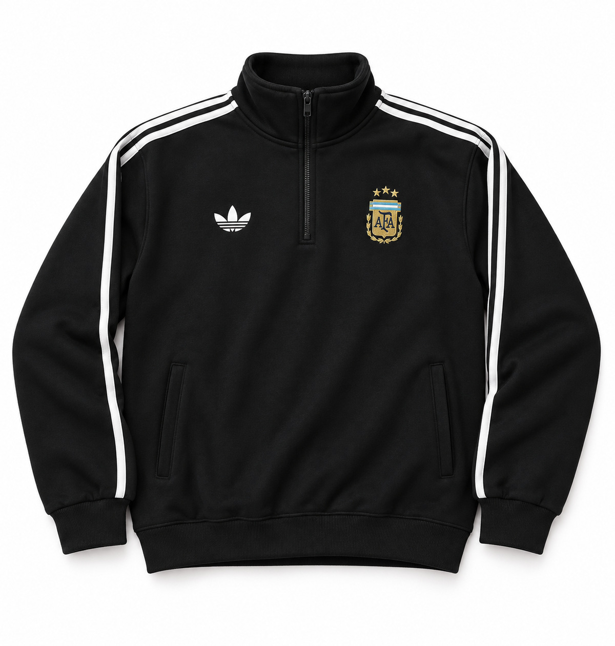 Argentina Black Adidas Trefoil Straight-Leg Sweatpants with White Details