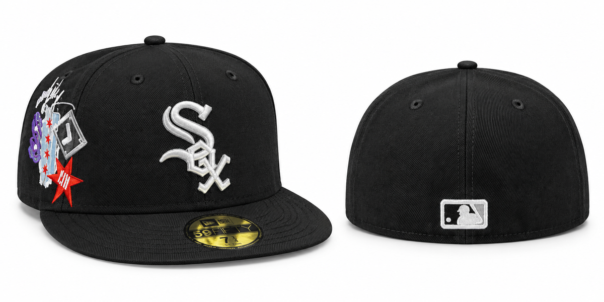Black Sox Fitted Cap with Colorful Side Embroidery