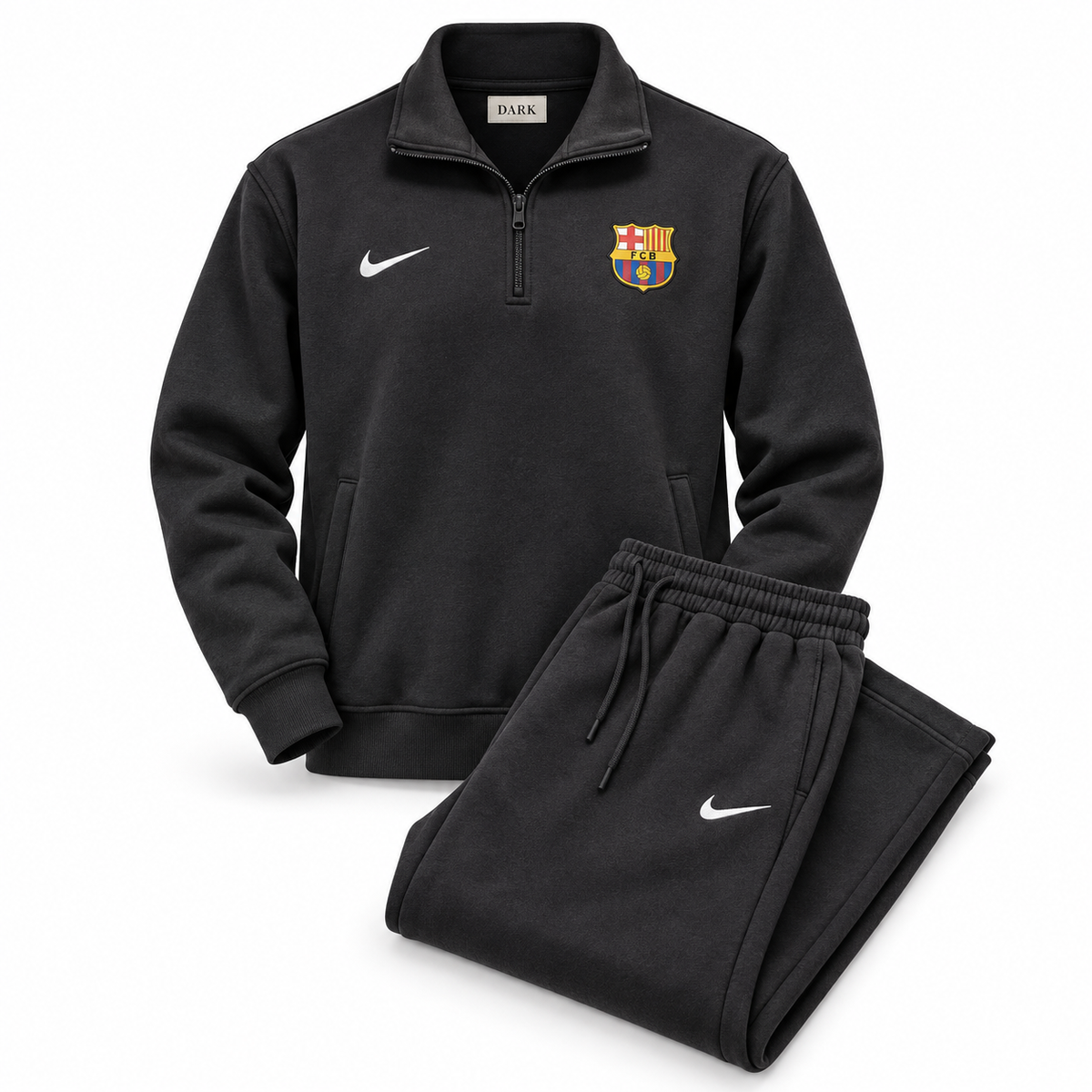 FC Barcelona Quarter-Zip Tracksuit Set – Black