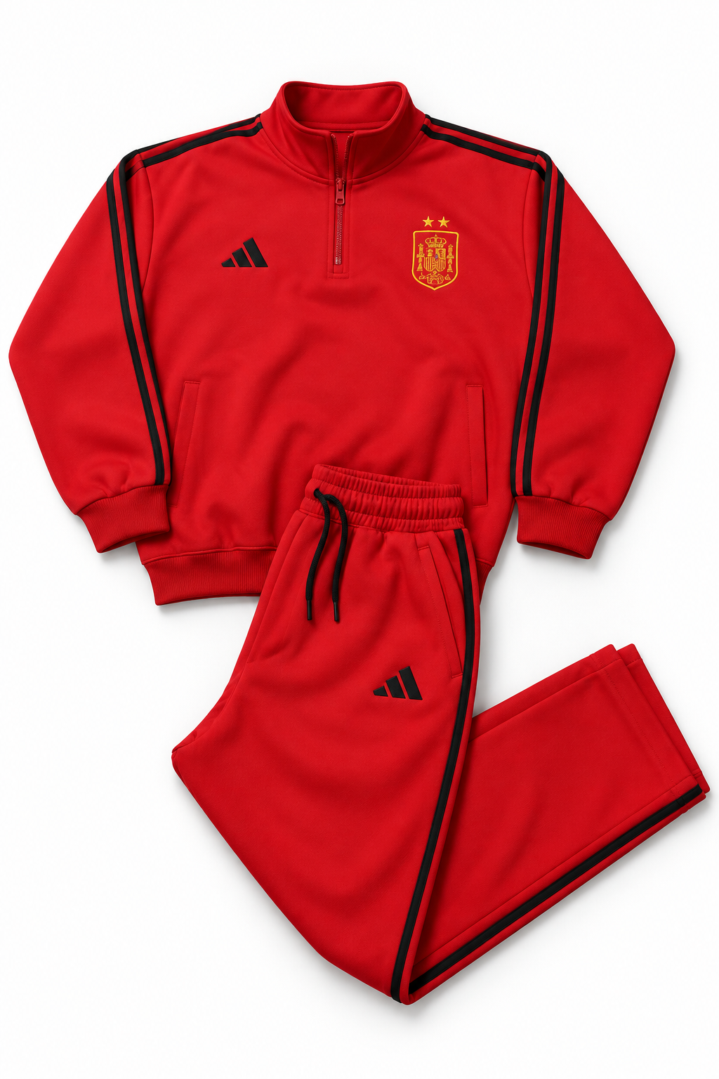 Spain Red Adidas Straight-Leg Sweatpants with Black Details