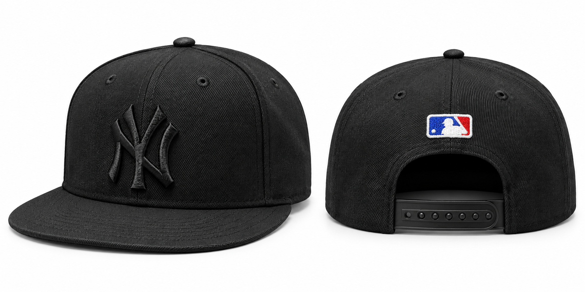 Black-on-Black NY Embroidered Fitted Cap