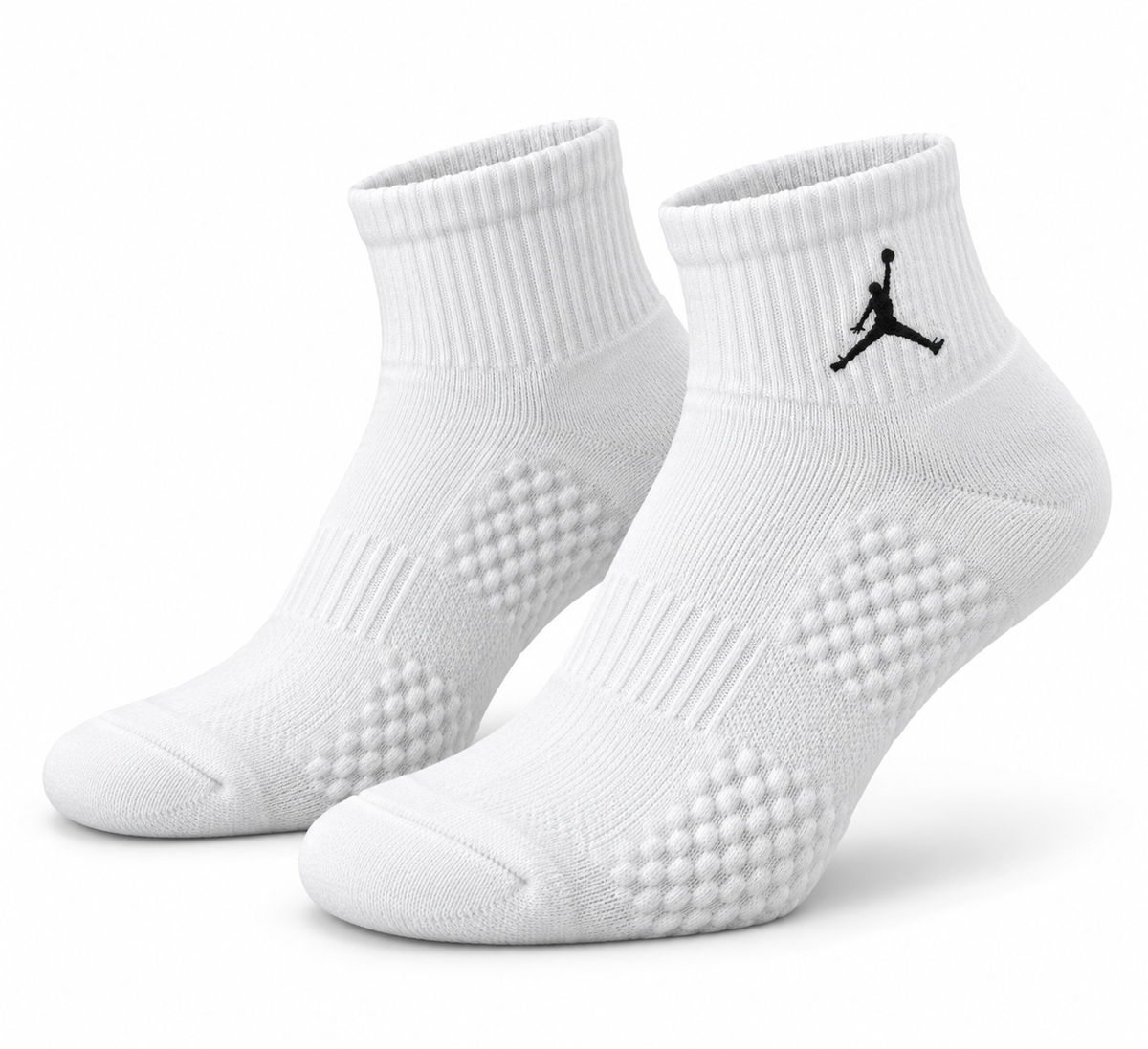 White Quarter Socks with Black Jumpman Logo