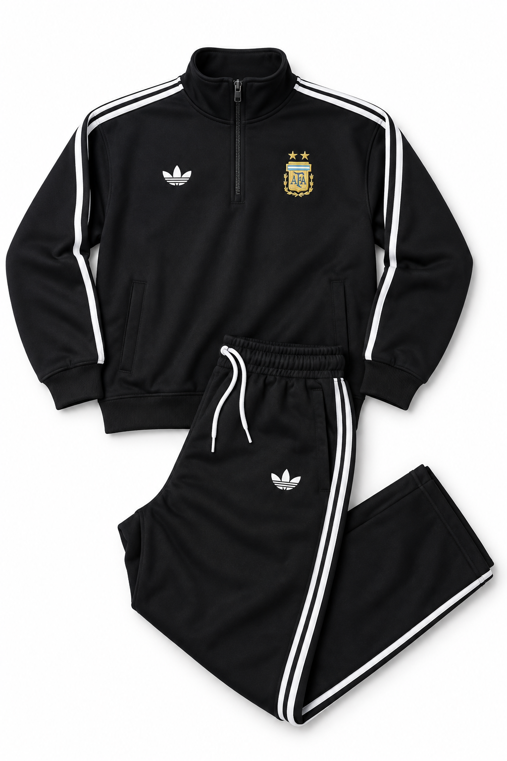 Argentina Black Adidas Trefoil Straight-Leg Sweatpants with White Details