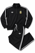 Argentina Black Adidas Trefoil Straight-Leg Sweatpants with White Details