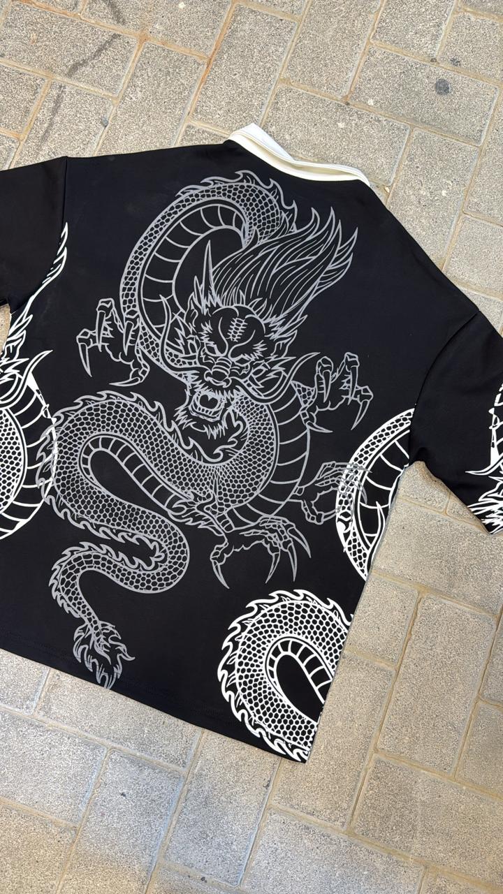 Sleek Streetwear: Real Madrid Black Dragon Polo