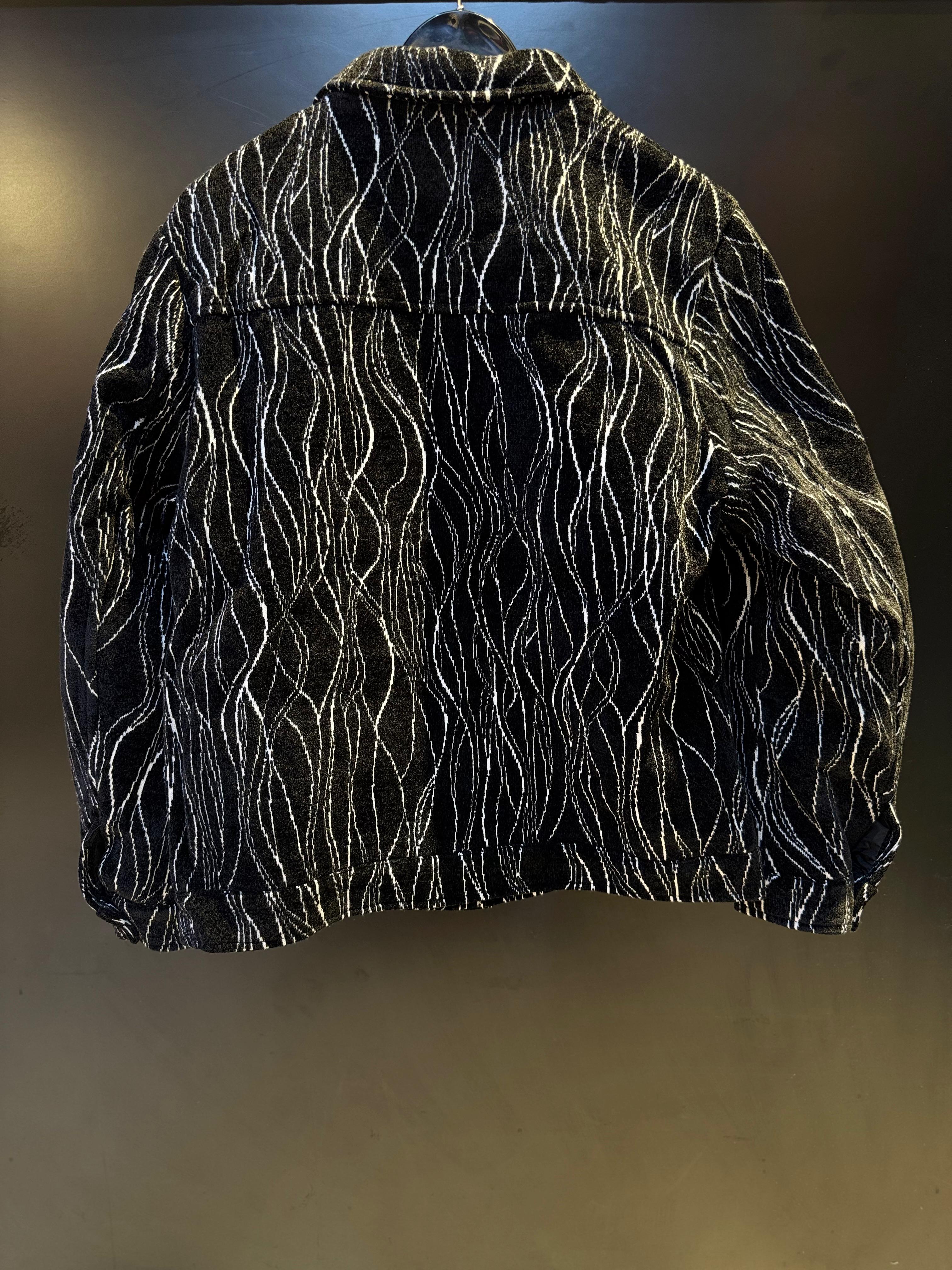 Black and White Patterned Button-Down Jacket