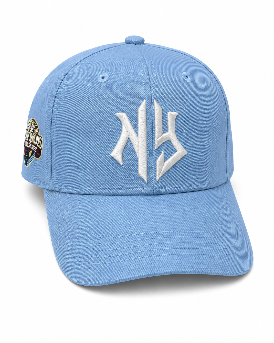 NY Embroidered Baseball Cap – Sky Blue & White