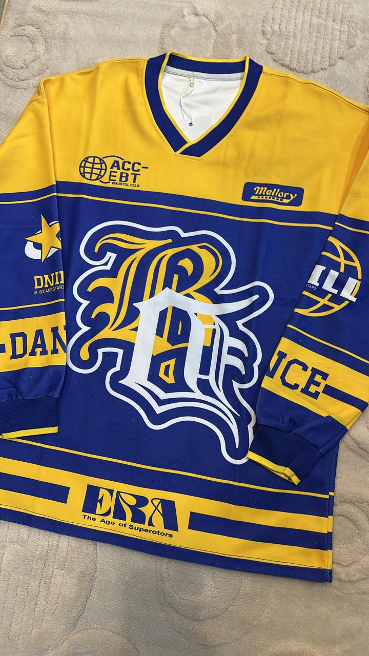 Free size Yellow & Blue Hockey Style Jersey | Large "B" Graphic & "Mallory" Nameplate