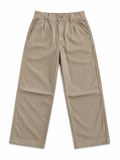 Beige Relaxed Wide-Leg Pleated Pants
