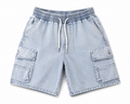 Light Wash Denim Cargo Drawstring Shorts
