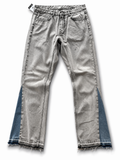 Light Grey Washed Denim Jeans with Contrast Panels