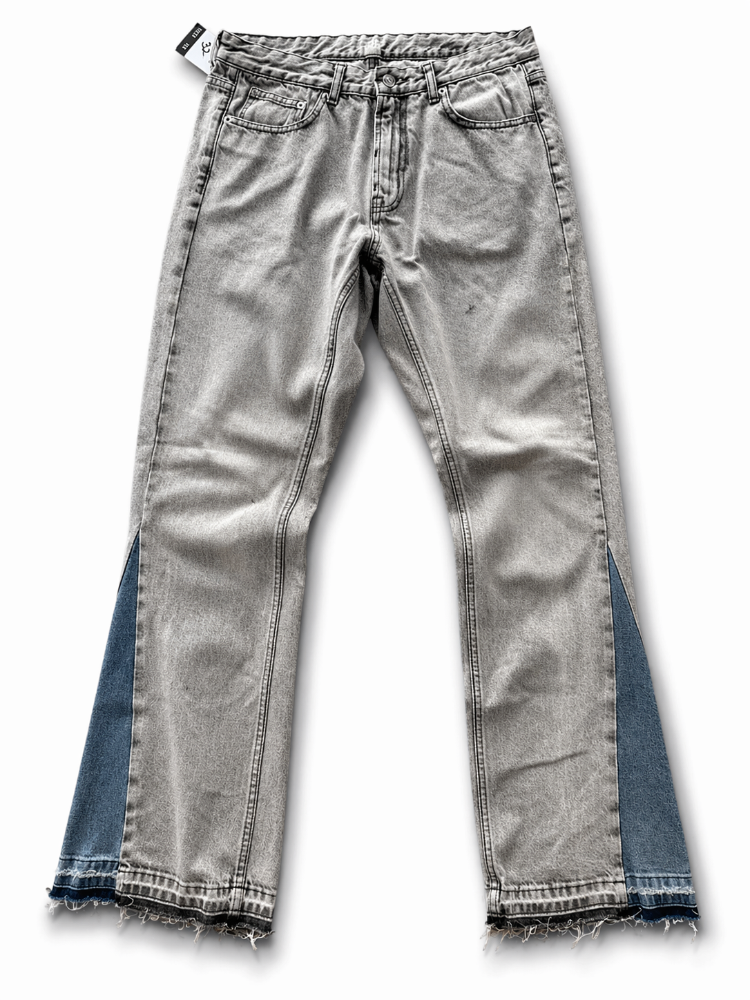 Light Grey Washed Denim Jeans with Contrast Panels