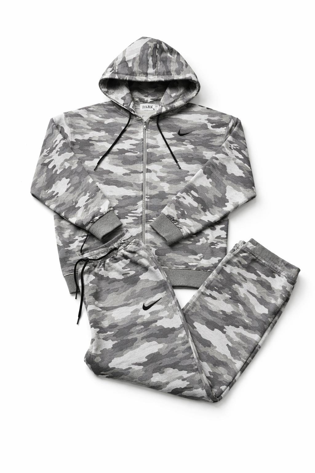 Dark Men’s Grey Camouflage Tracksuit Sweatpants – Slim Fit Streetwear Joggers