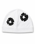 Abstract Circle Graphic Skull Beanie – White & Black