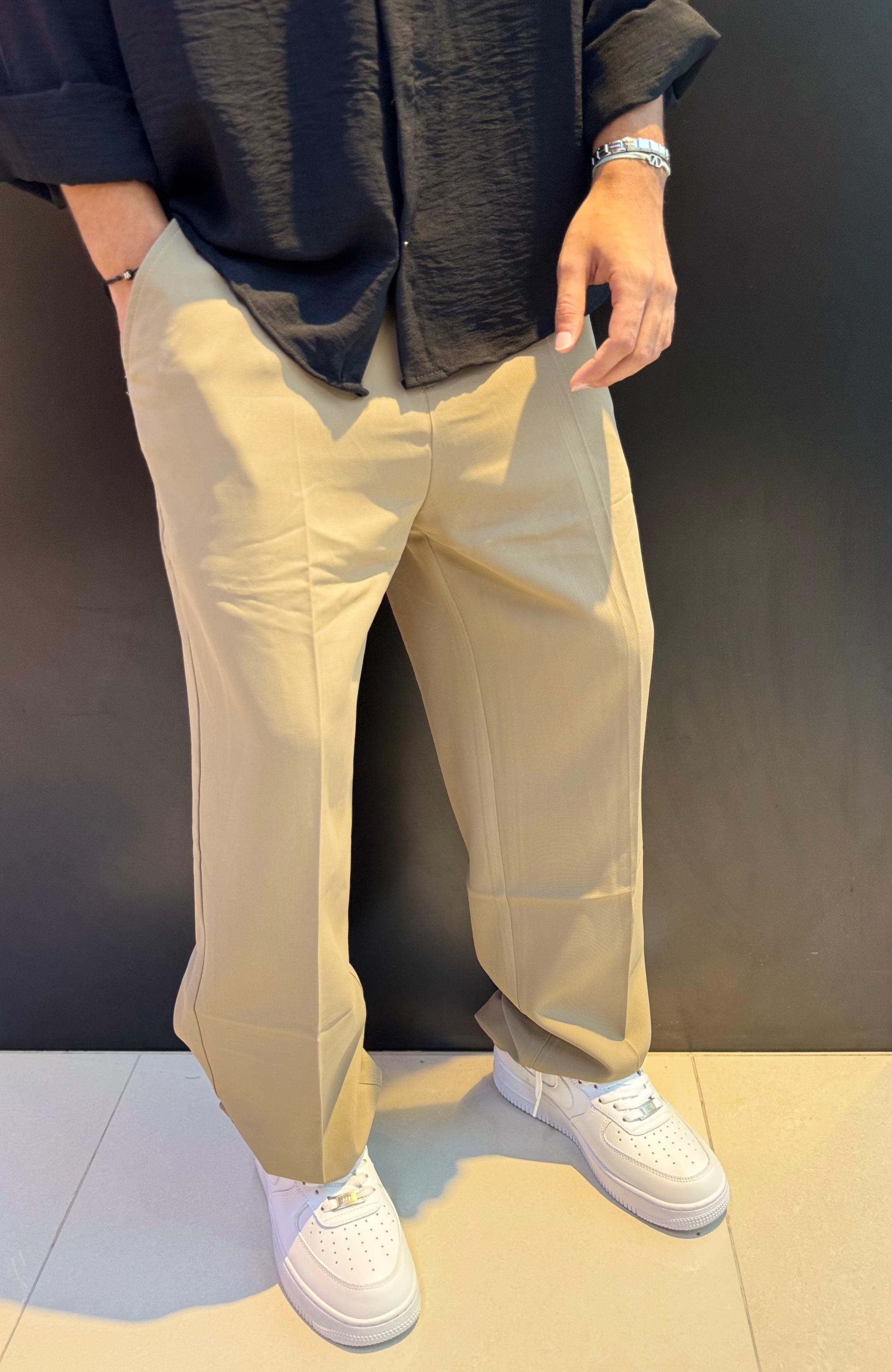 Light Brown Wide-Leg Trousers