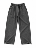 Vintage Washed Charcoal Wide-Leg Sweatpants – Premium Relaxed Fit
