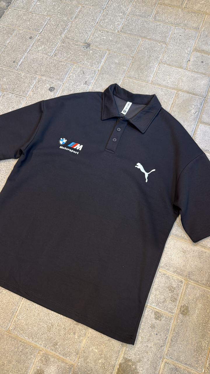 PUMA x BMW M Motorsport Black Polo Shirt - Oversized Fit