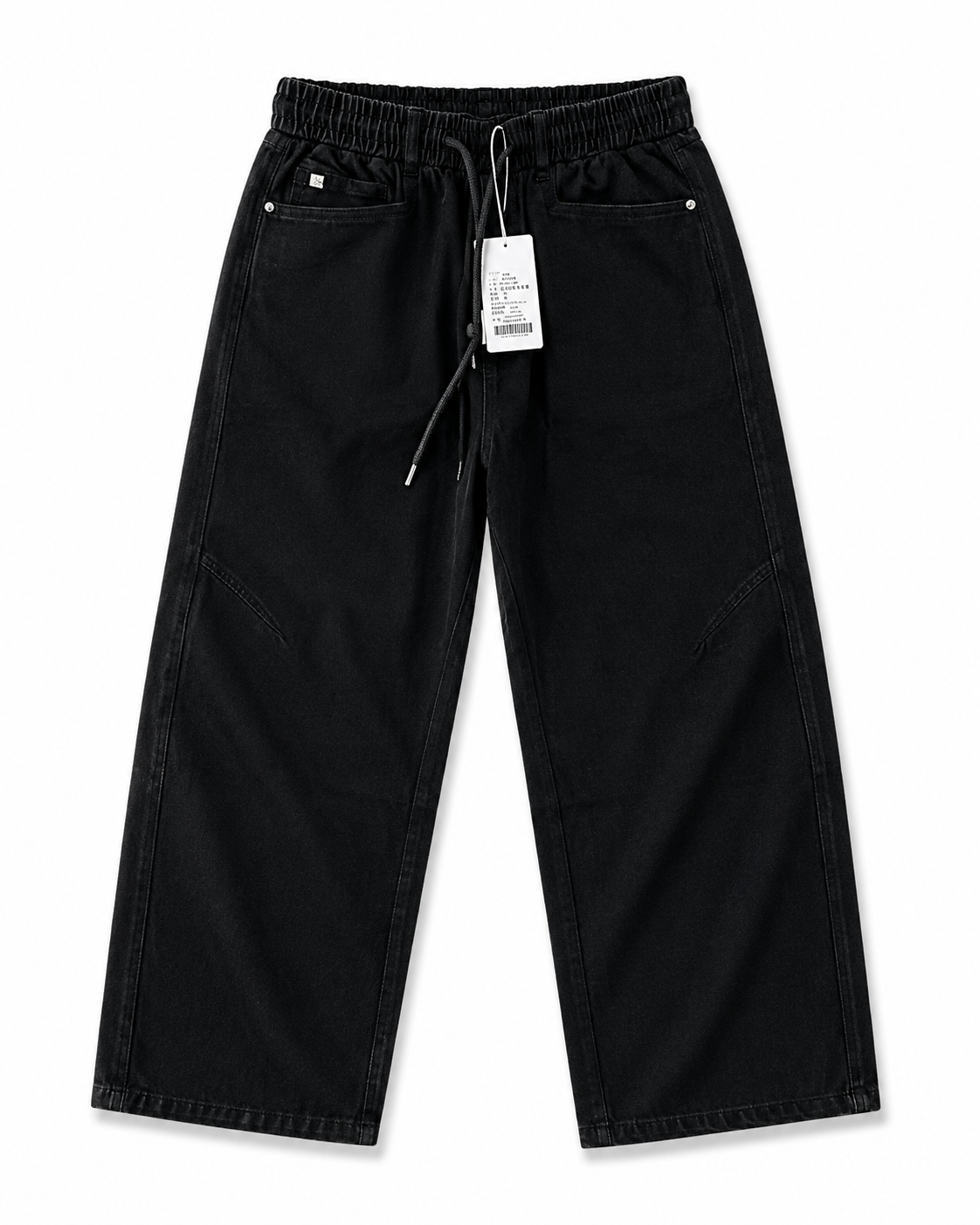 Premium Black Wide-Leg Denim Pants – Relaxed Fit Streetwear Jeans