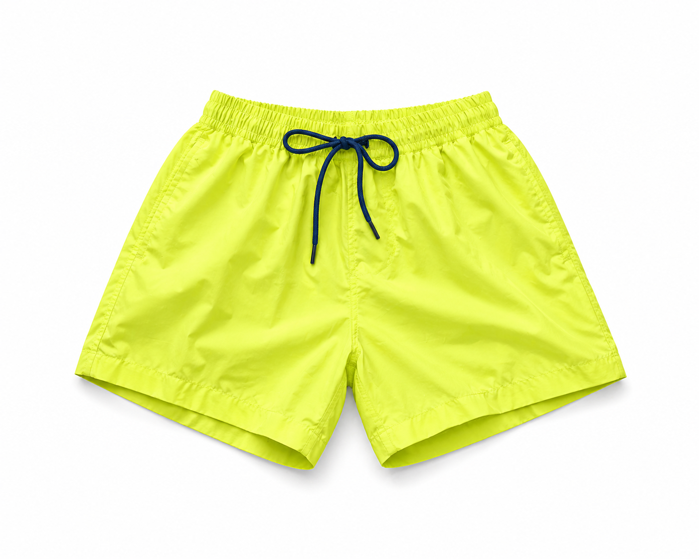 Swimming Shorts Men’s Neon Yellow Shorts – Elastic Waist with Contrast Drawstring