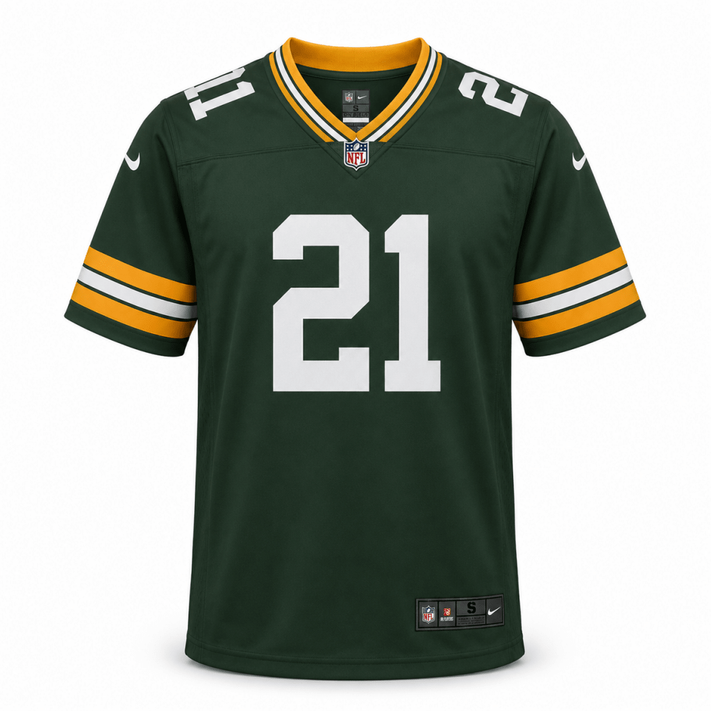 Forest Green & Gold Number 21 NFL-Style Football Jersey T-Shirt – Athletic Fit - Shirts - Darkdxb