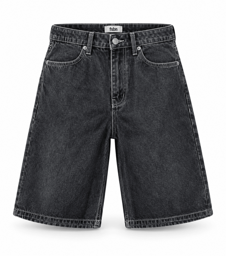 FSBN Washed Black Denim Bermuda Shorts - Darkdxb