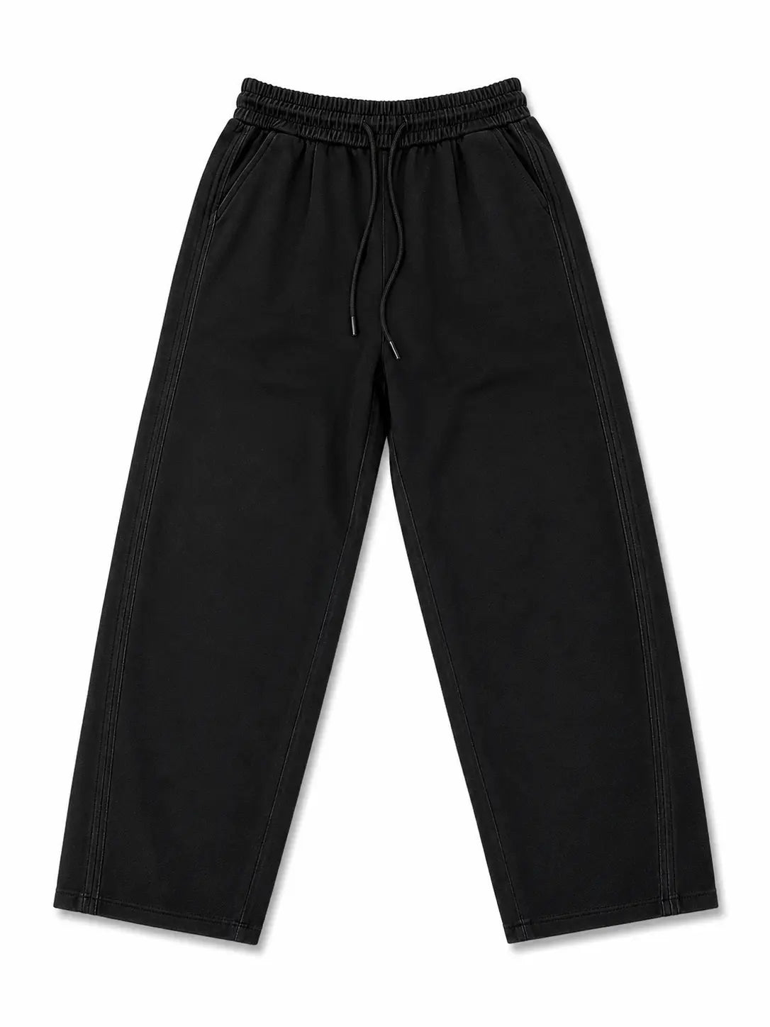 Men's Premium Black Wide-Leg Sweatpants – Relaxed Fit Drawstring Trousers