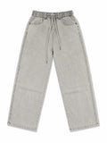 Men's Premium Light Grey Straight-Leg Denim Joggers – Elastic Waist Relaxed Fit Jeans