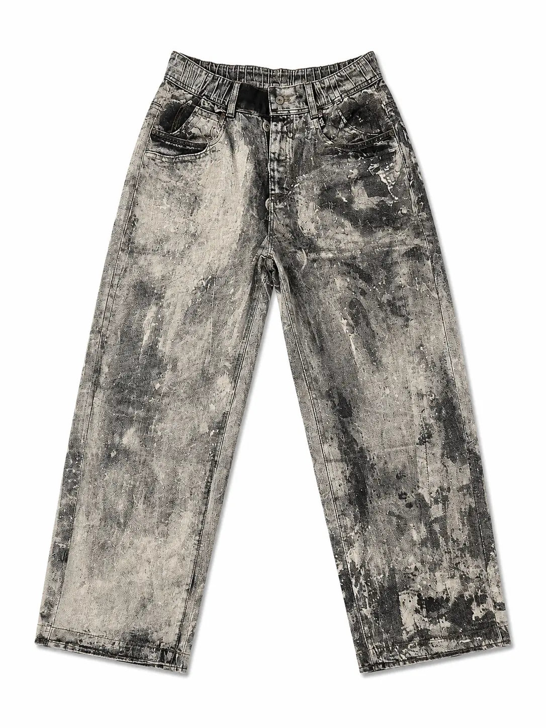 Men's Acid Wash Wide-Leg Denim Jeans – Vintage Streetwear Relaxed Fit