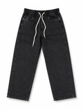 Men's Washed Black Denim Jogger Pants – Relaxed Fit Drawstring Jeans