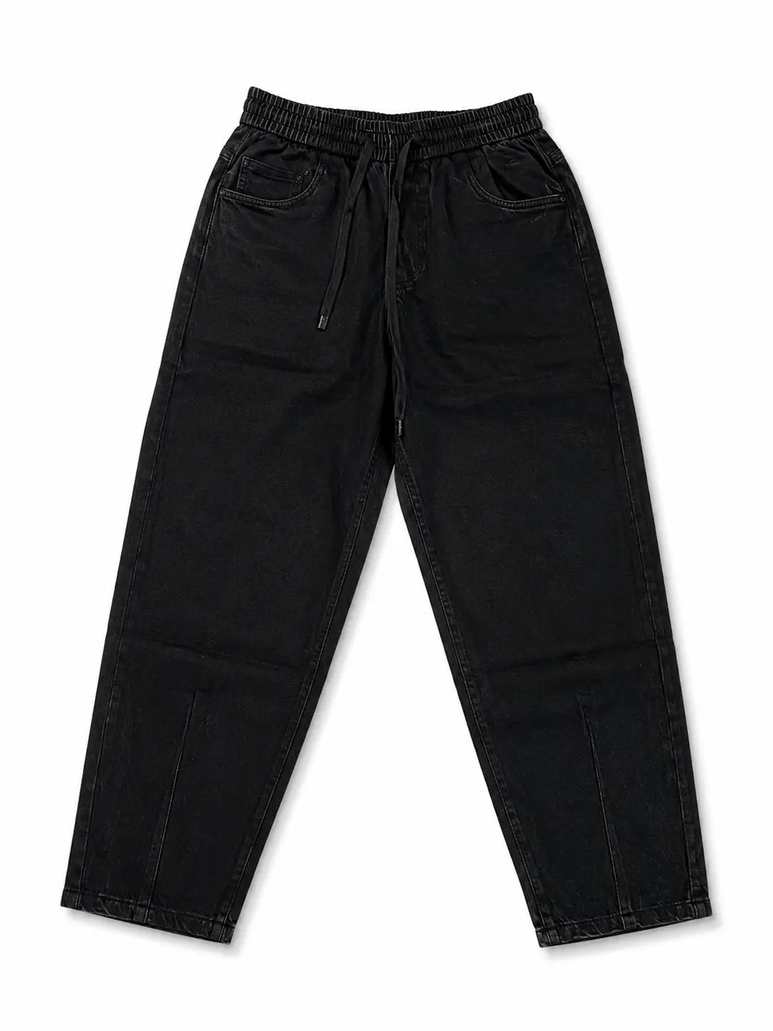 Men's Premium Black Denim Jogger Pants – Tapered Fit Drawstring Jeans