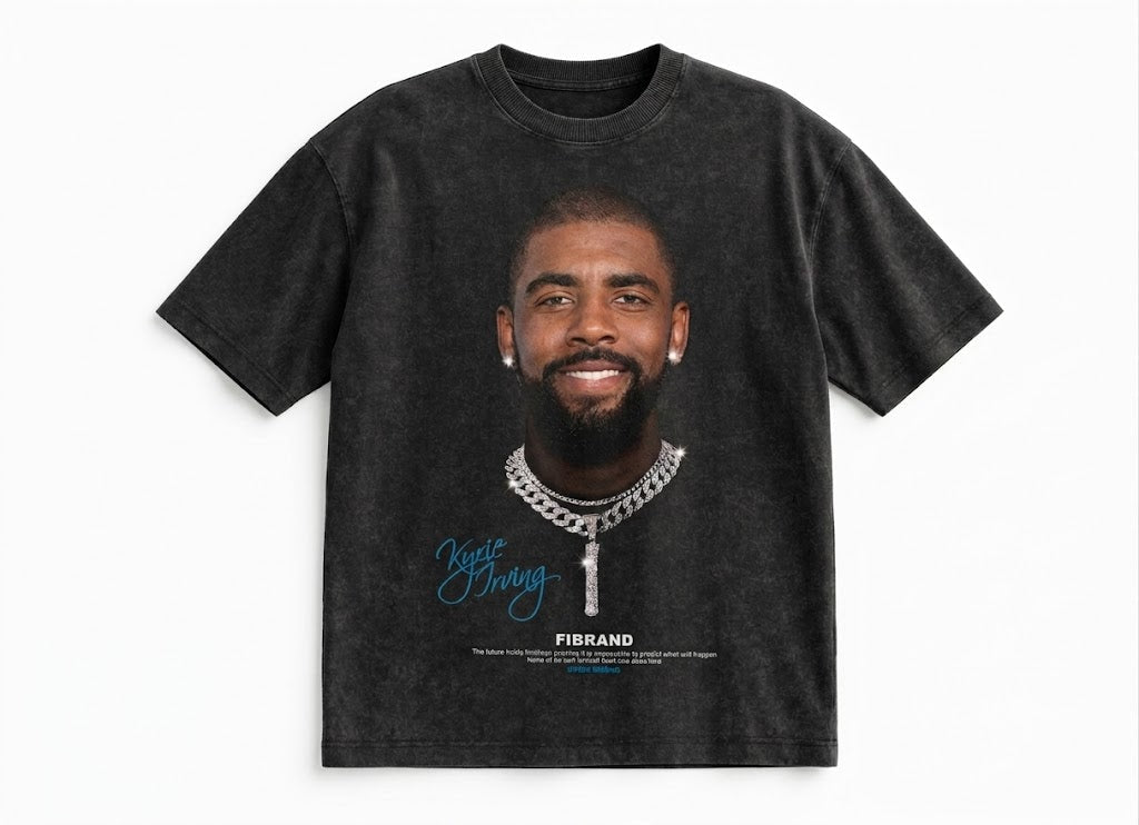 Kyrie Irving Signature Portrait Vintage-Wash Graphic T-Shirt - Darkdxb