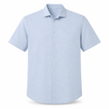 Light Blue Linen Button-Down Short Sleeve Shirt – Relaxed Fit - Shirts - Darkdxb