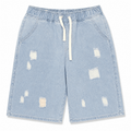 Light Blue Ripped Denim Short - Shorts - Darkdxb