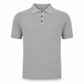 Light Grey Horizontal Ribbed Knit Polo Shirt – 3-Button Short Sleeve - Shirts - Darkdxb