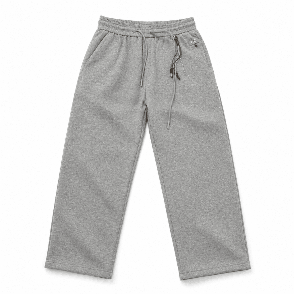 Light Grey Relaxed Fit Sweatpants – Premium Wide Leg Cotton Blend Trousers - Darkdxb
