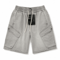 Light Grey Washed Cargo Shorts – Relaxed Fit Streetwear Summer Shorts - Darkdxb