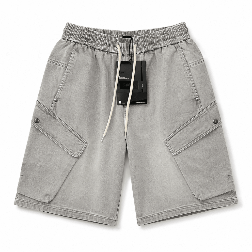 Light Grey Washed Cargo Shorts – Relaxed Fit Streetwear Summer Shorts - Darkdxb